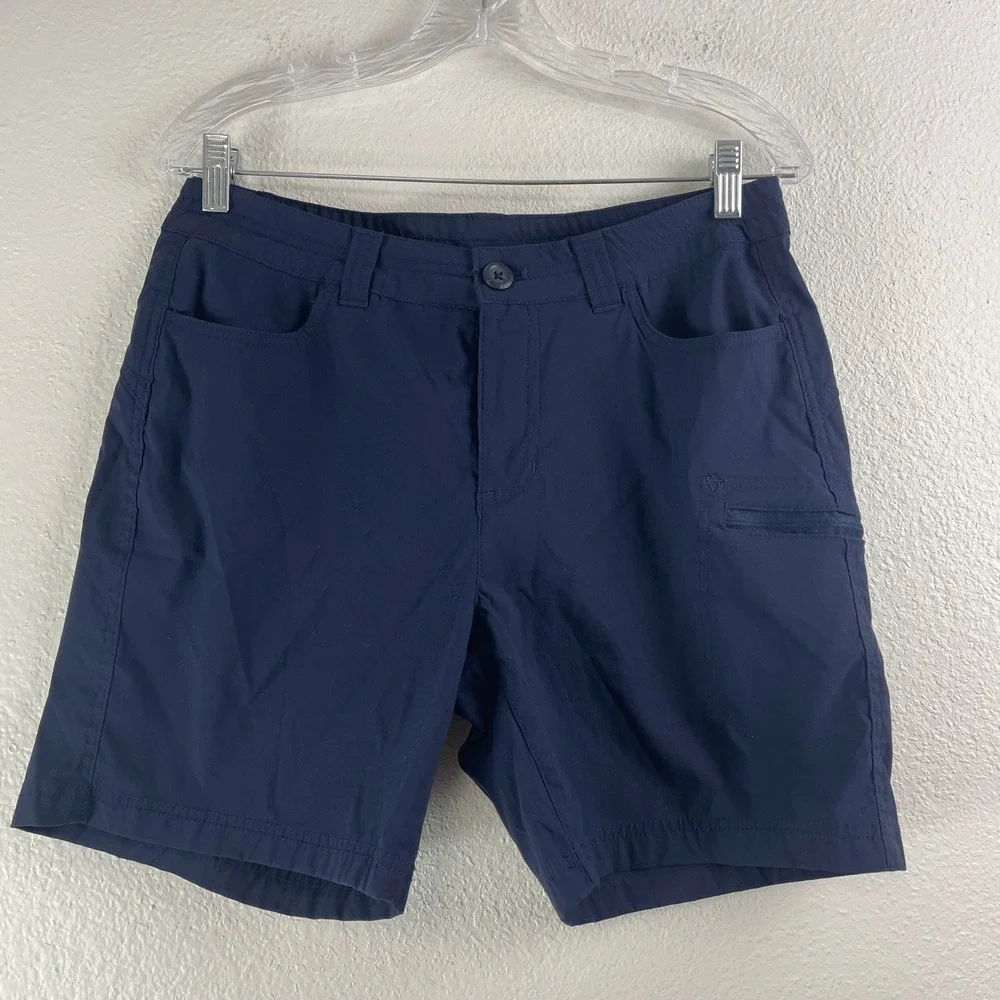 Eddie Bauer Shorts Women 10 Navy Blue Hiking Outdoor Stretch Granola Girl - Picture 1 of 10